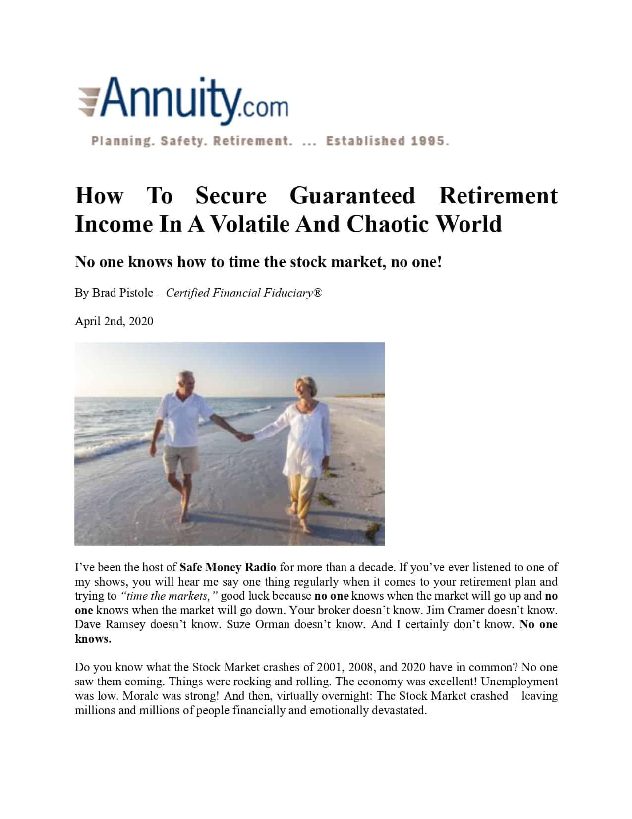 How To Secure Guaranteed Retirement Income in a Volatile and Chaotic World